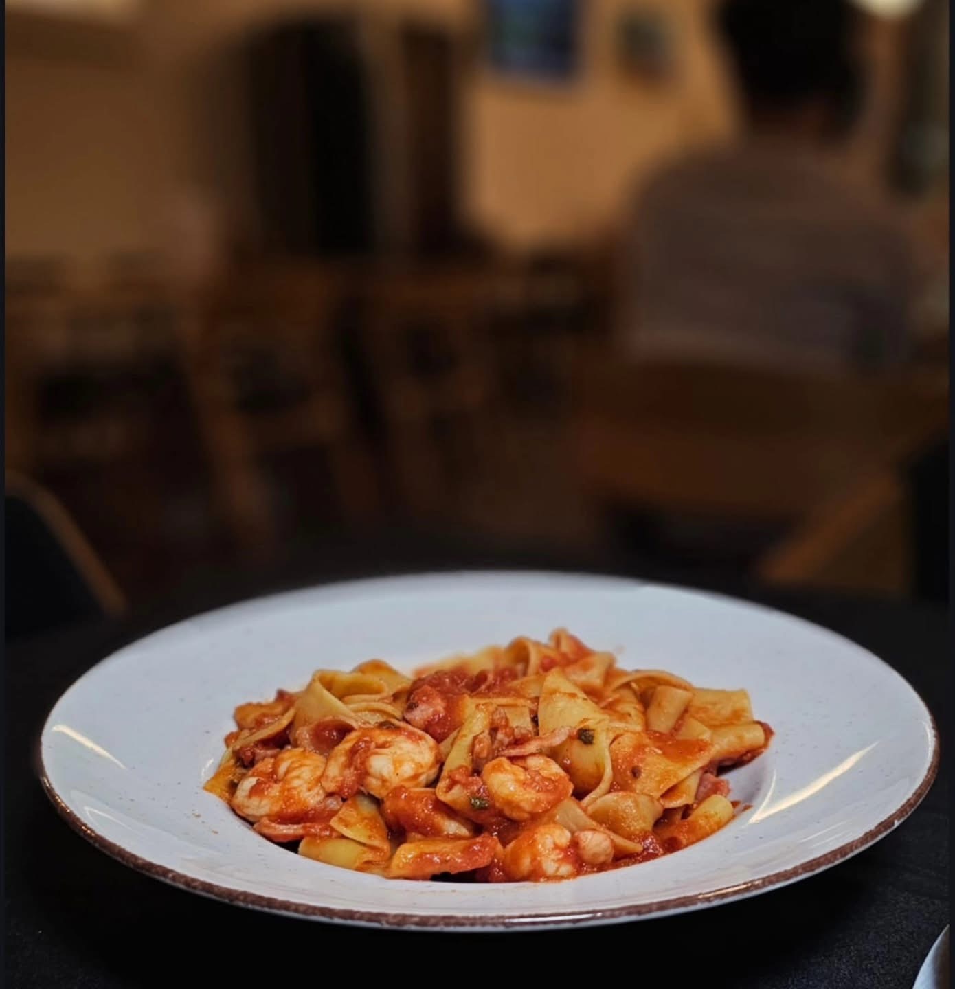 Pappardelle with Shrimp and Pancetta alla Arrabbiata